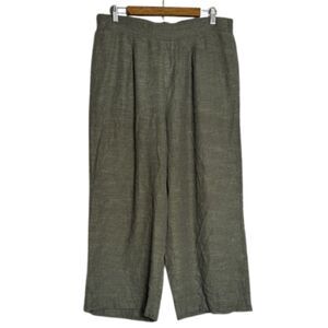 Ella Moss Wide Leg Linen Pants Womens Large Boho Lagenlook Beachy Cottage Green